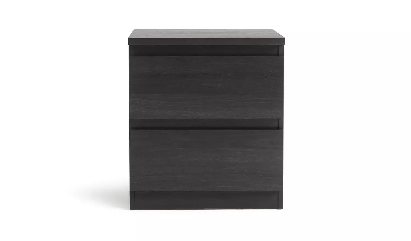 Set - Assembled Jenson 2 Drawer Bedside Table - Oak Effect (x2 Bedside)